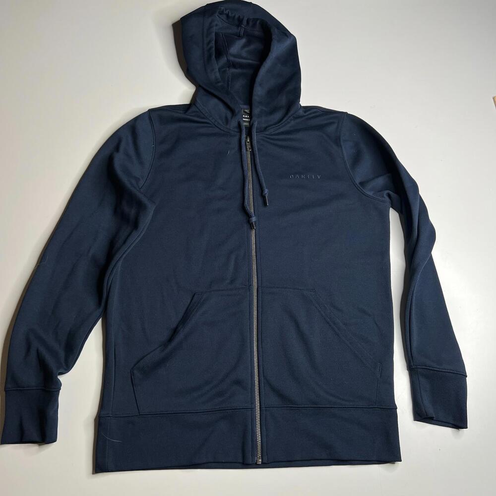 Oakley‎ Custom Fit Zip Hoodie Men’s S Navy Blue Full-Zip Embroidered Logo